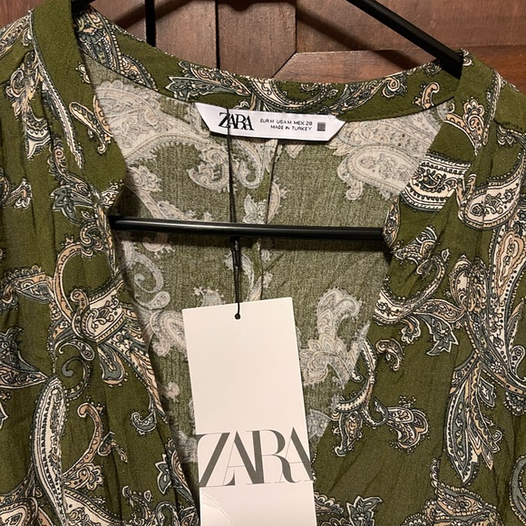 Zara Olive Paisley Long Sleeve Dress - Picture 5 of 6